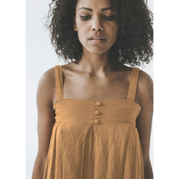 NEW Oversized Cotton Sleeveless Cotton Jumpsuit Adjustable Straps L Orange - Picture 5 of 12